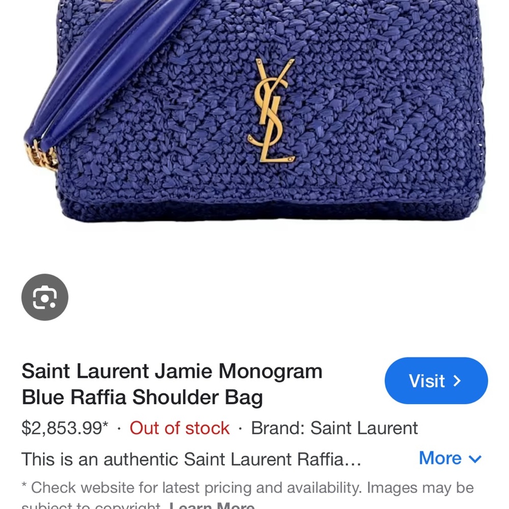 Saint Laurent Blue Denim Shoulder Bag with Gold YSL Logo